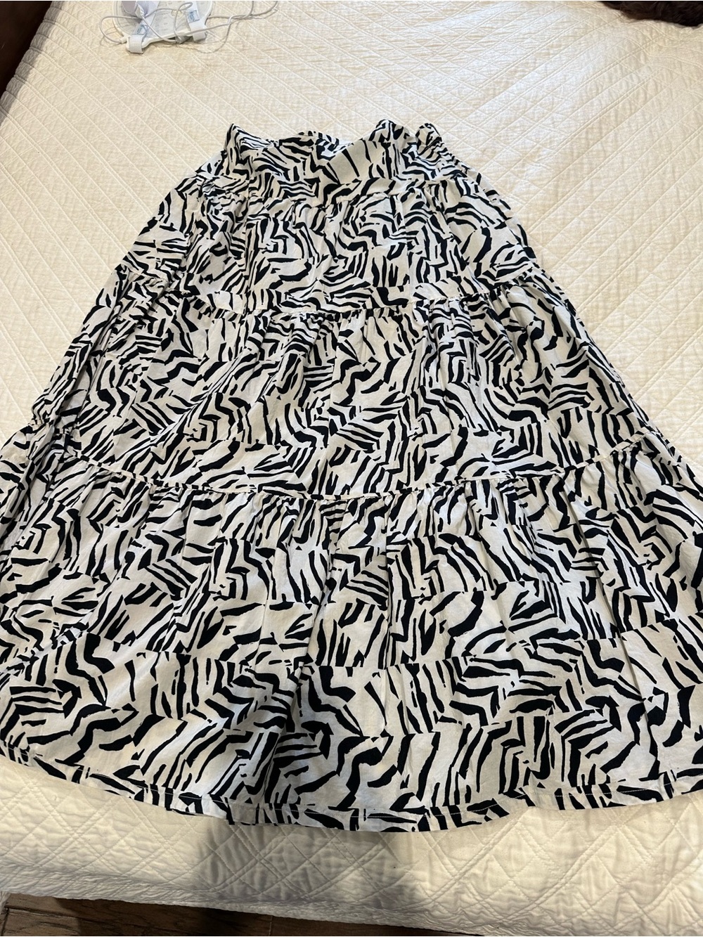 a new day Black & White Zebra Tiered Maxi Skirt
